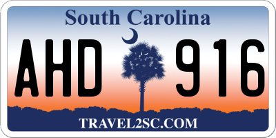 SC license plate AHD916