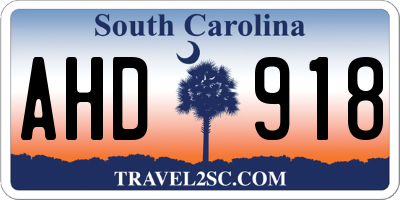 SC license plate AHD918