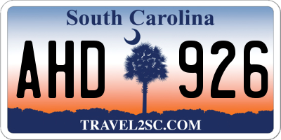 SC license plate AHD926