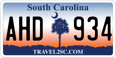 SC license plate AHD934