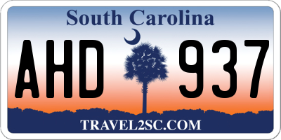 SC license plate AHD937