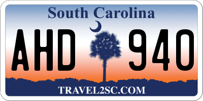 SC license plate AHD940