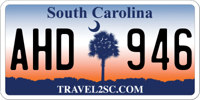 SC license plate AHD946