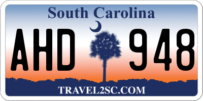 SC license plate AHD948