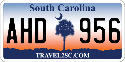 SC license plate AHD956