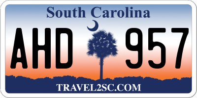 SC license plate AHD957