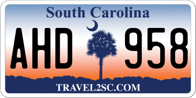 SC license plate AHD958