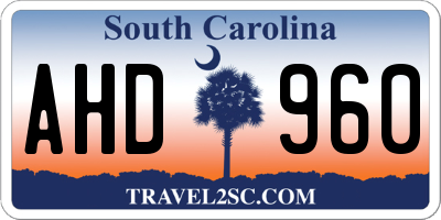 SC license plate AHD960