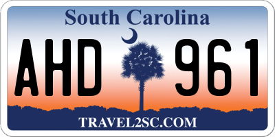 SC license plate AHD961