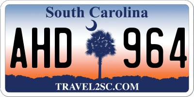 SC license plate AHD964