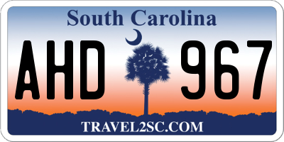 SC license plate AHD967