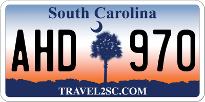 SC license plate AHD970