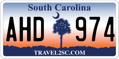 SC license plate AHD974