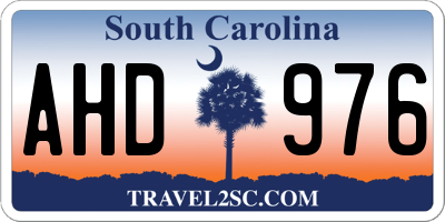 SC license plate AHD976