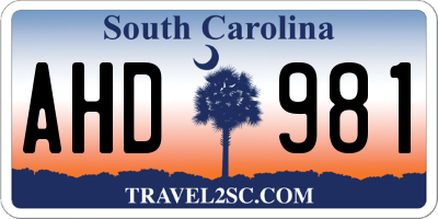 SC license plate AHD981