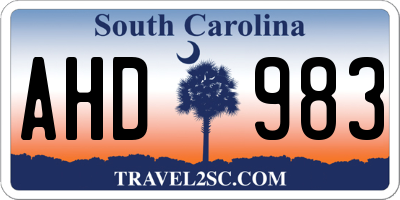 SC license plate AHD983