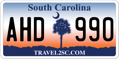 SC license plate AHD990