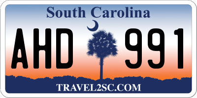 SC license plate AHD991