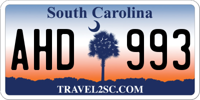 SC license plate AHD993