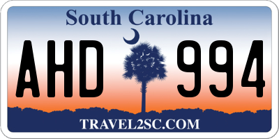 SC license plate AHD994