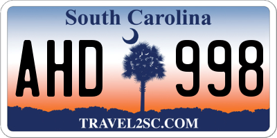 SC license plate AHD998