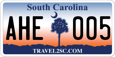 SC license plate AHE005