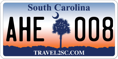 SC license plate AHE008