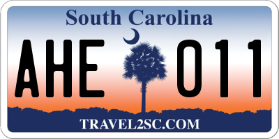 SC license plate AHE011