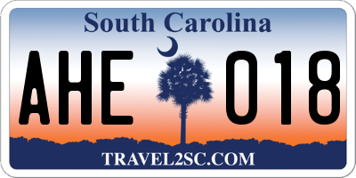 SC license plate AHE018