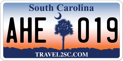SC license plate AHE019