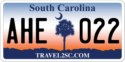 SC license plate AHE022
