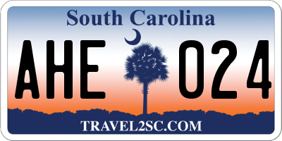 SC license plate AHE024