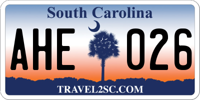 SC license plate AHE026