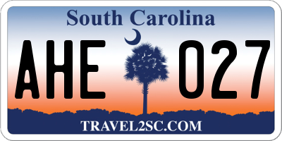 SC license plate AHE027