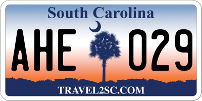SC license plate AHE029