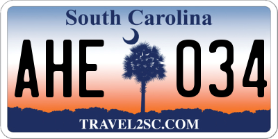 SC license plate AHE034