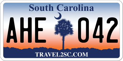 SC license plate AHE042