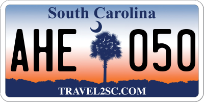 SC license plate AHE050
