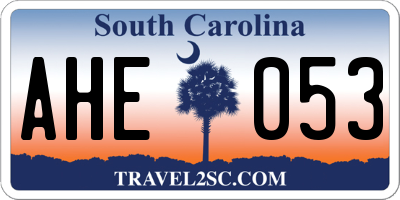 SC license plate AHE053