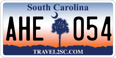 SC license plate AHE054
