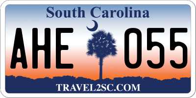 SC license plate AHE055