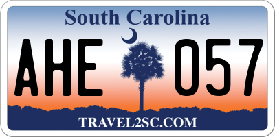 SC license plate AHE057