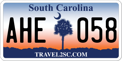 SC license plate AHE058