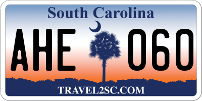 SC license plate AHE060
