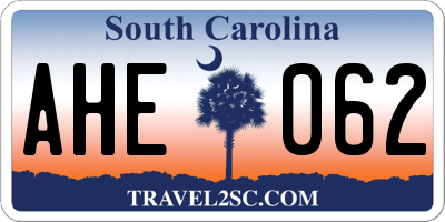 SC license plate AHE062
