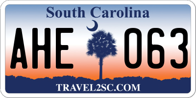 SC license plate AHE063