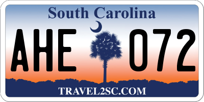 SC license plate AHE072