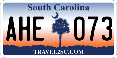 SC license plate AHE073