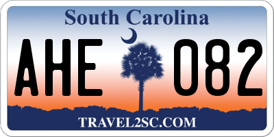 SC license plate AHE082