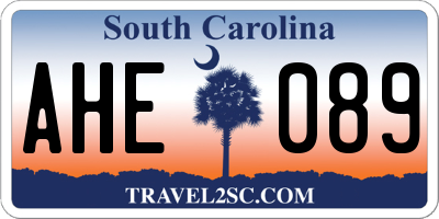 SC license plate AHE089